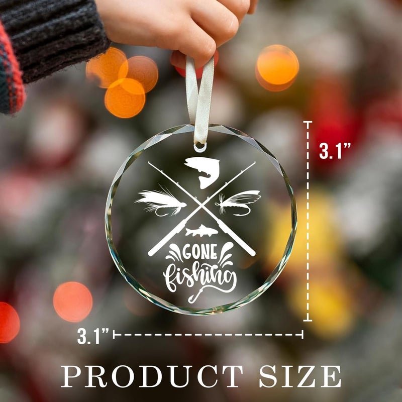 Fastpeace Crystal Fishing Ornament - Unique Fisherman Gift  Christmas Tree Decoration with Fishing Rod and Lure Design - Image 5