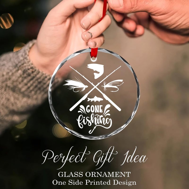 Fastpeace Crystal Fishing Ornament - Unique Fisherman Gift  Christmas Tree Decoration with Fishing Rod and Lure Design - Image 4