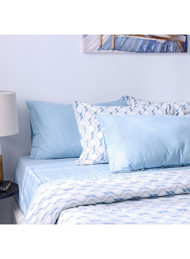 DANUBE HOME Danube Home Bliss 6 Piece King Comforter Set 240x260 cm Lt. Blue | Cotton /Viscos -180 Thread Count Breathable Bedding Sheet And Pillow Cases For Bedroom  - Image 1