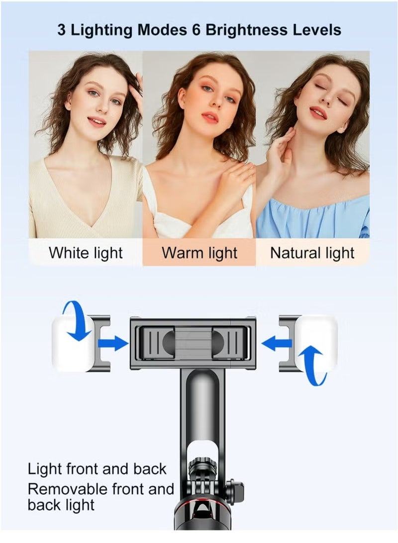 53‘’Selfie Stick Tripod with fill light, Extendable Aluminum Tripod with Rechargeable Bluetooth Remote, Compatible with iPhone and Android Smartphones, Perfect for Travel, Vlog, Video and Photo - Image 3