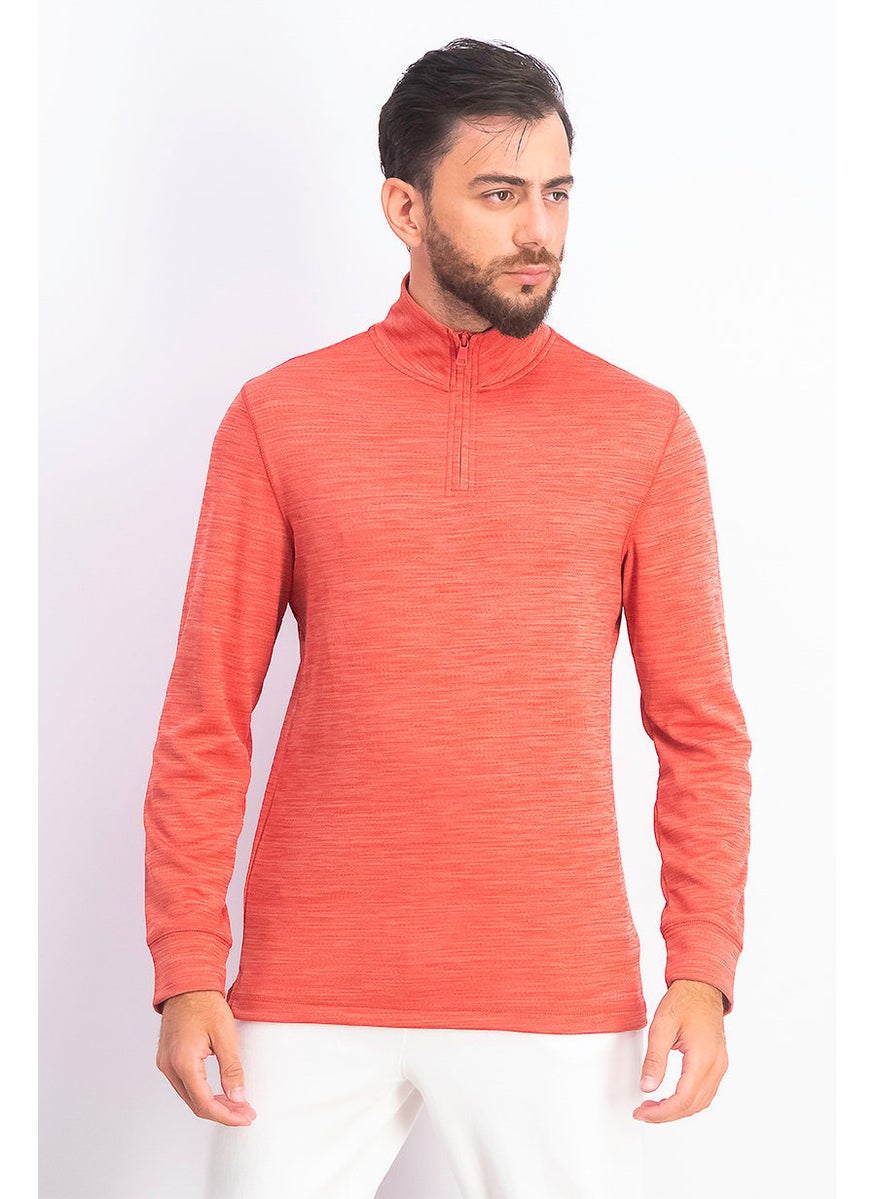 Club Room - Men Long Sleeve Quarter,Zip Tech Sweater, Melone - Image 1