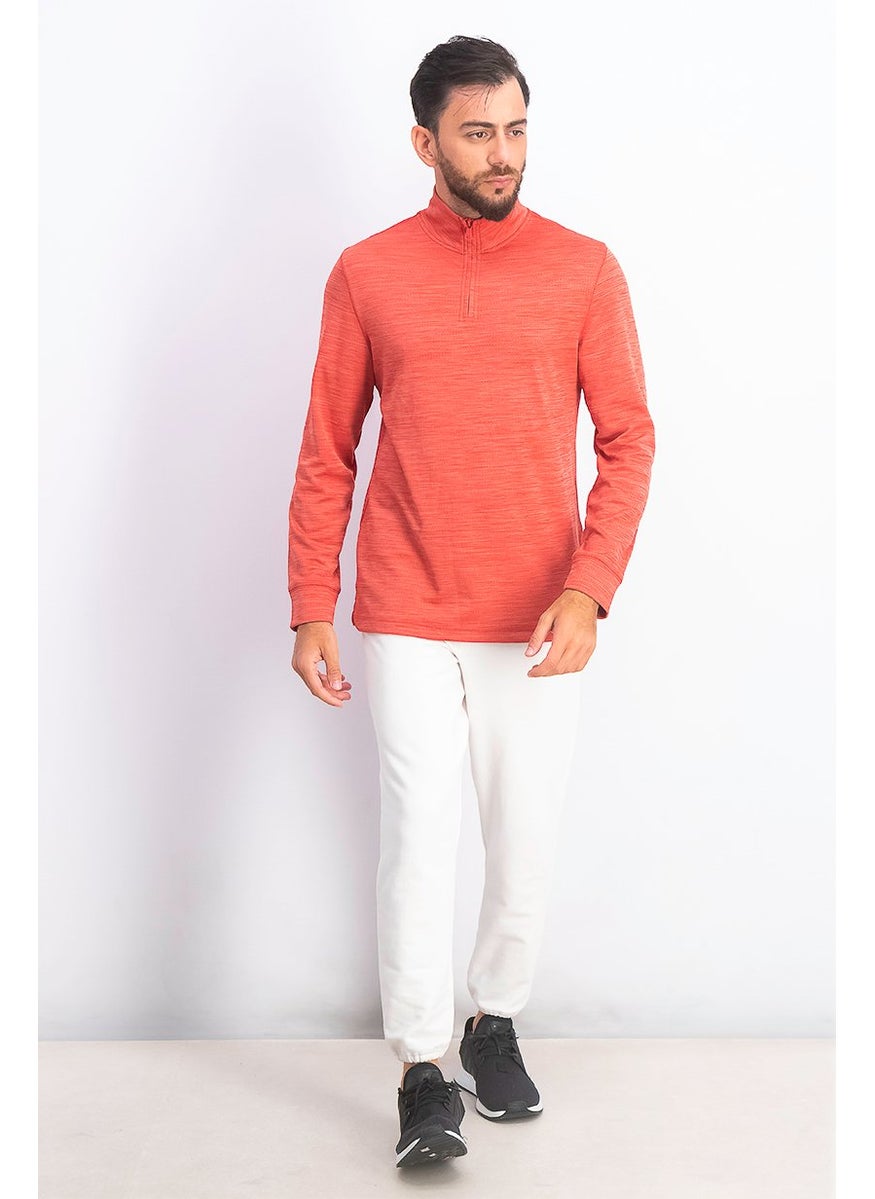 Club Room - Men Long Sleeve Quarter,Zip Tech Sweater, Melone - Image 1
