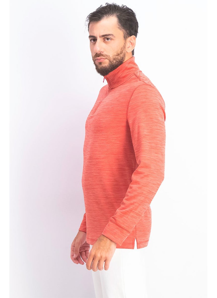 Club Room - Men Long Sleeve Quarter,Zip Tech Sweater, Melone - Image 1
