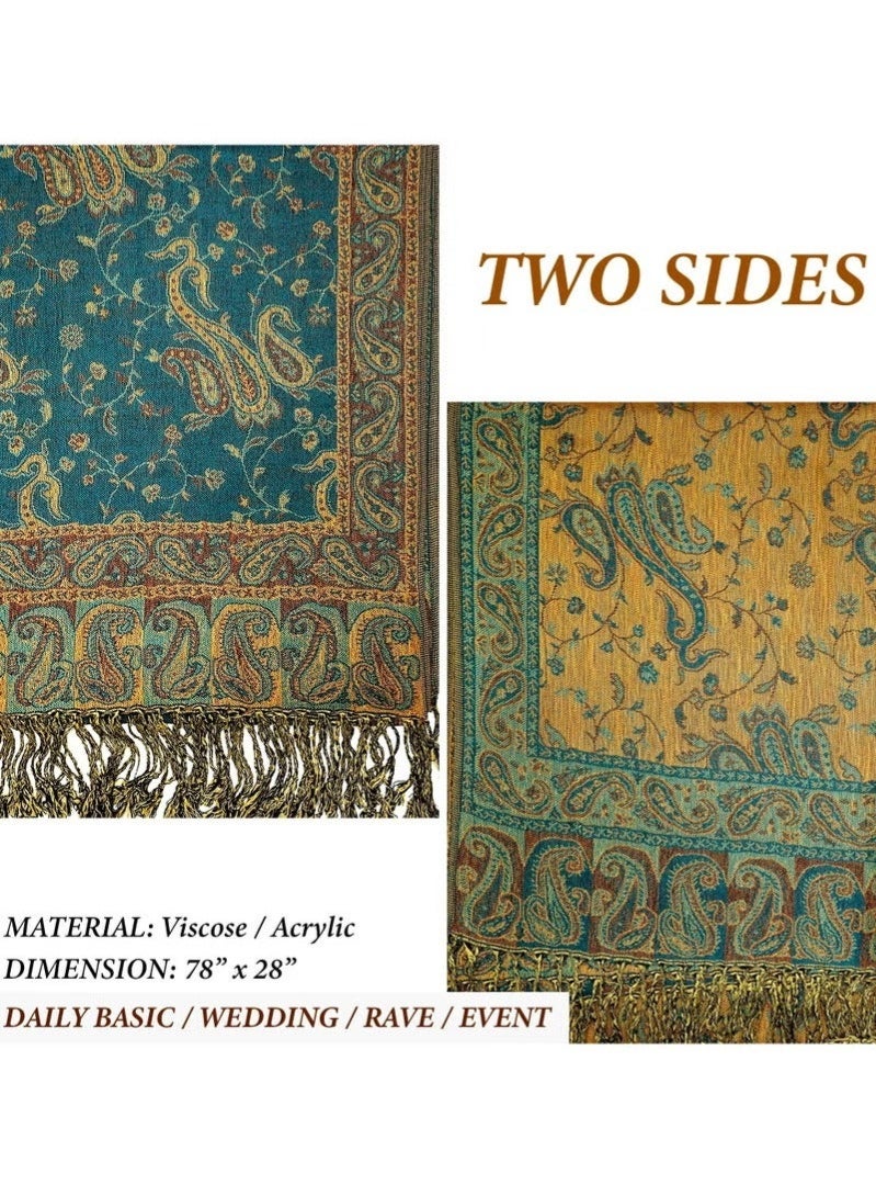 شال حريري نسائي BP-025، مريح وأنيق، متعدد الاستخدامات (أخضر داكن) - Image 4