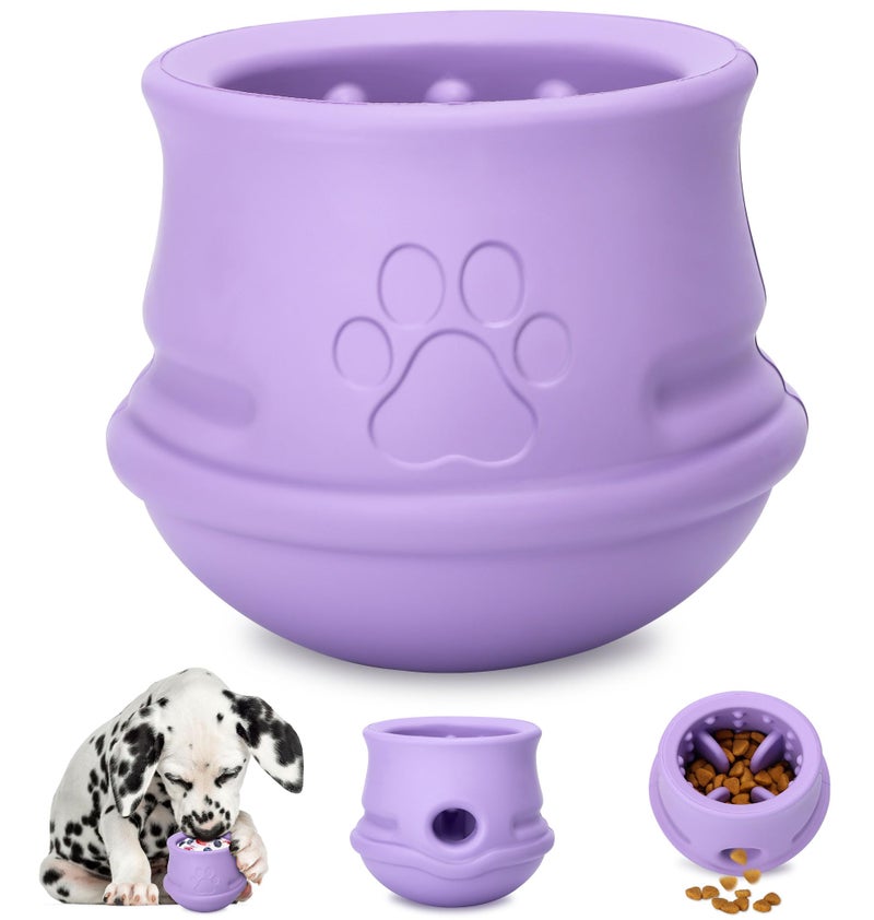 PETZEE Dog Enrichment Toys to Keep Them Busy, Treat Dispensing Dog Toy Puzzle-Swinging Stuffable & Slow Feeder & Anxiety Relief & Boredom & Nature Rubber, Indestructible Dog Toys- Dishwasher Safe &, Purple,M - Image 1