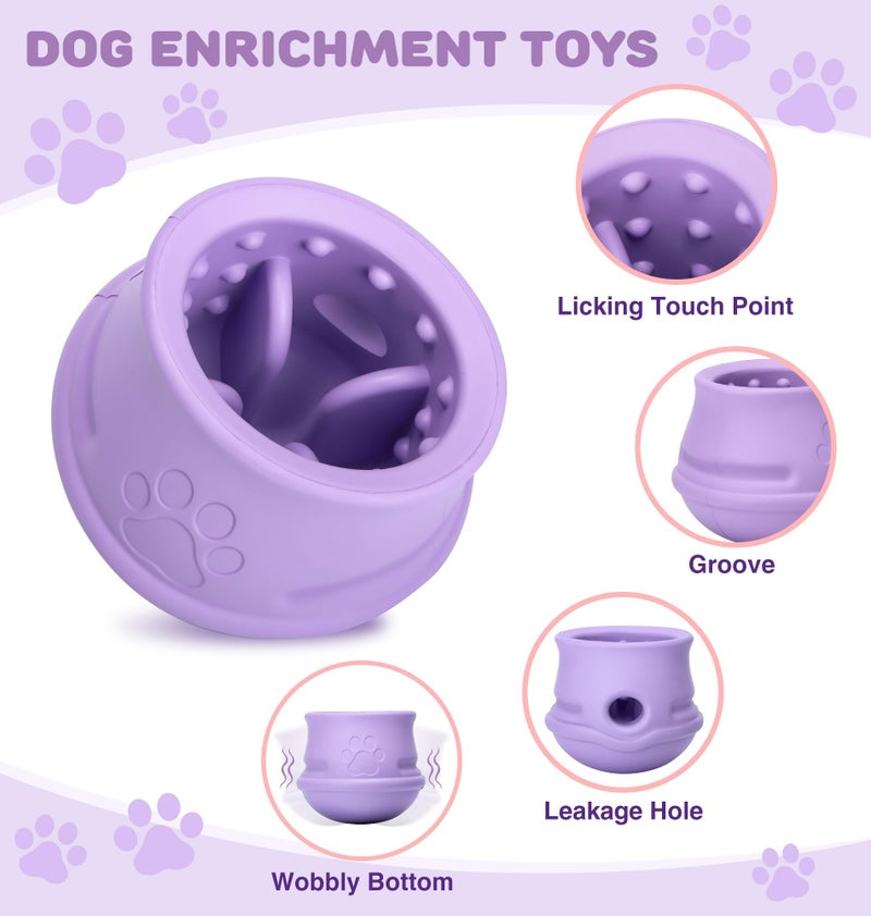 PETZEE Dog Enrichment Toys to Keep Them Busy, Treat Dispensing Dog Toy Puzzle-Swinging Stuffable & Slow Feeder & Anxiety Relief & Boredom & Nature Rubber, Indestructible Dog Toys- Dishwasher Safe &, Purple,M - Image 2