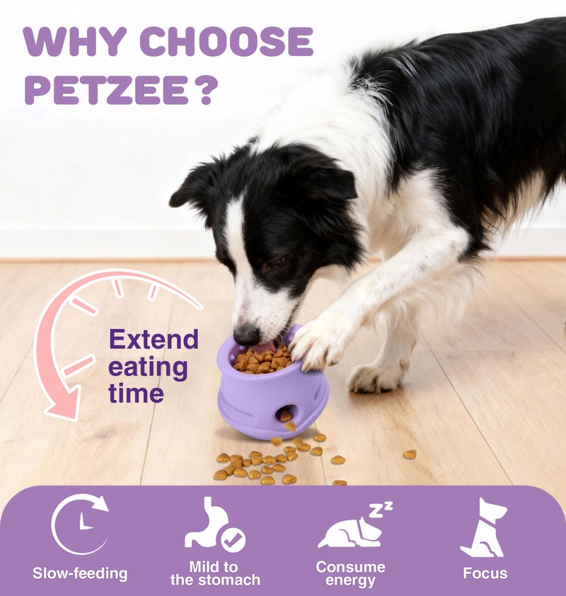 PETZEE Dog Enrichment Toys to Keep Them Busy, Treat Dispensing Dog Toy Puzzle-Swinging Stuffable & Slow Feeder & Anxiety Relief & Boredom & Nature Rubber, Indestructible Dog Toys- Dishwasher Safe &, Purple,M - Image 5