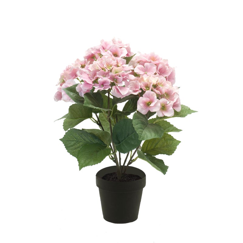 Homez indoor artificial hydrangea bush in pot, pink, 40cm
