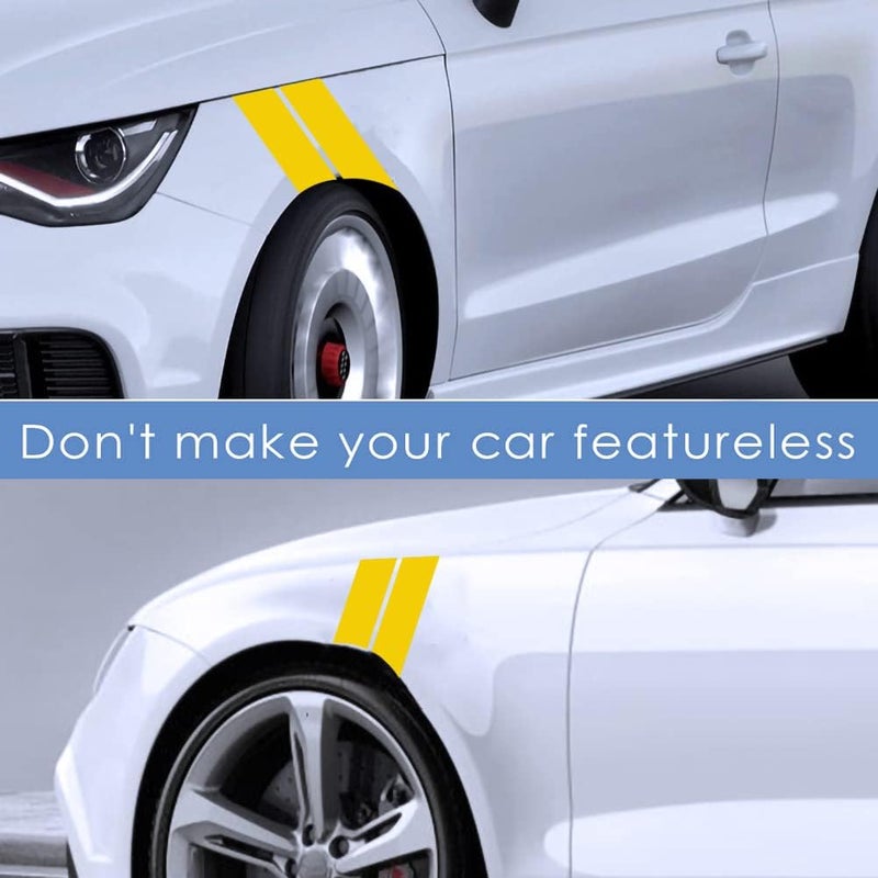 Voroly Car Wheel Fender Reflective Decal Sticker Warning Safety Reflector Strips Sticker Hood Head Lamp Bumper Guards Universal Fits Car Truck or SUV 1 Set of 4 Pcs Yellow - Image 3