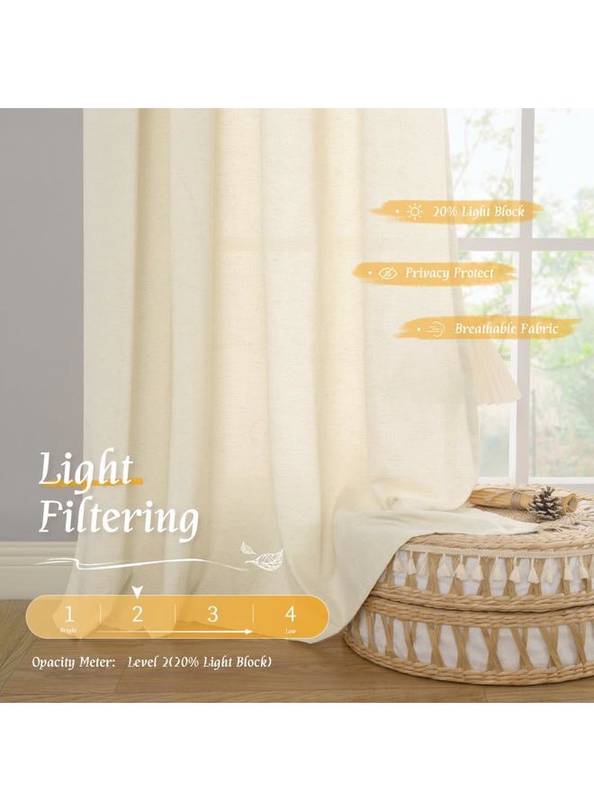 LAMIT Natural Beige Linen Curtains 84 inch Long 2 Panels, Soft Thick Linen Blended Light Filtering Living Room Panels Rod Pocket Neutral Drapes for Bedroom/Farmhouse, 52 x 84 Inch - Image 4