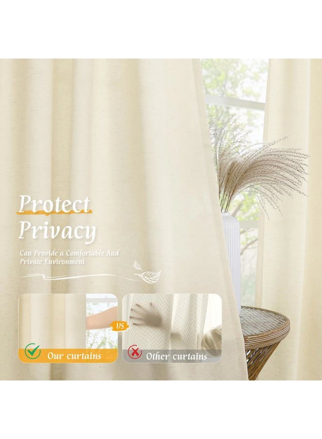 LAMIT Natural Beige Linen Curtains 84 inch Long 2 Panels, Soft Thick Linen Blended Light Filtering Living Room Panels Rod Pocket Neutral Drapes for Bedroom/Farmhouse, 52 x 84 Inch - Image 5