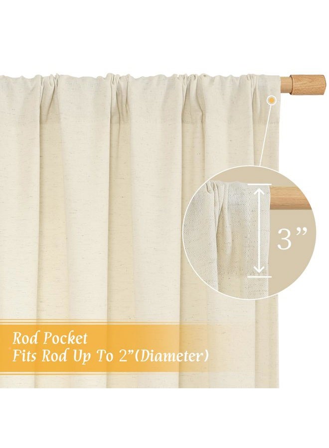LAMIT Natural Beige Linen Curtains 84 inch Long 2 Panels, Soft Thick Linen Blended Light Filtering Living Room Panels Rod Pocket Neutral Drapes for Bedroom/Farmhouse, 52 x 84 Inch - Image 3