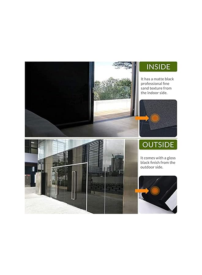 The Bros فيلم نافذة بدون لاصق لاصق ثابت للخصوصية 2 لفة (200 * 45 سم / لفة) حجب كامل 100% للأشعة فوق البنفسجية فيلم تظليل نافذة أسود قابل للإزالة غلاف مصنفر - Image 3