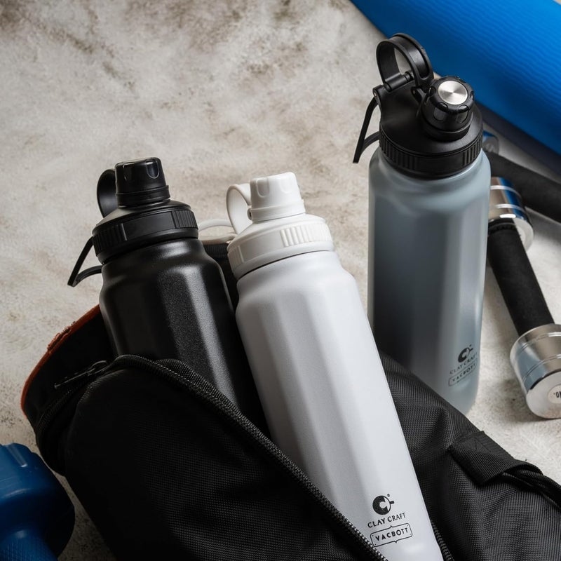 Clay Craft Vacbott Zoro Double Walled 24 Hours Hot and Cold Water Bottle900ml 1PIECEImpress White Leak ProofEasy to carryGym BottleHomeKitchenHikingTravel BottleBIS CertifiedMade in India - Image 3
