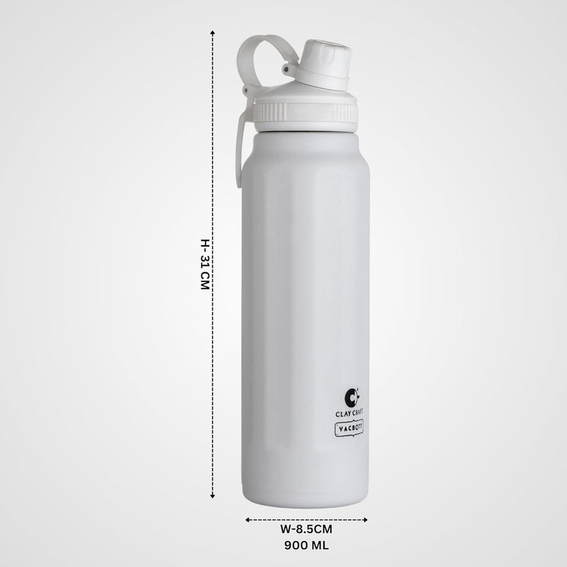 Clay Craft Vacbott Zoro Double Walled 24 Hours Hot and Cold Water Bottle900ml 1PIECEImpress White Leak ProofEasy to carryGym BottleHomeKitchenHikingTravel BottleBIS CertifiedMade in India - Image 4