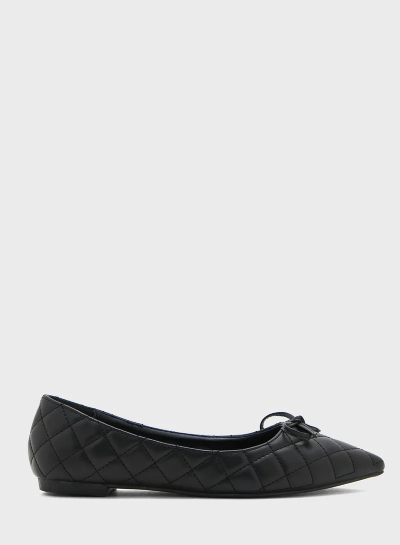 ELLA Quilted Bow Pointed Flat Shoe
