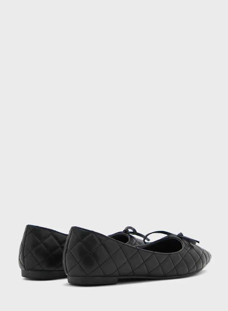 ELLA Quilted Bow Pointed Flat Shoe