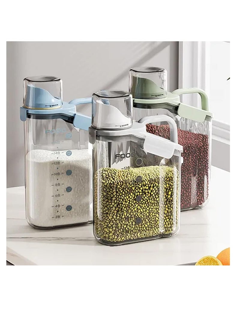 Premify 3Pcs Cereal Containers Set | Premium Quality 2.8L / 2.8KG Capacity Airtight Food Storage Container | BPA Free Plastic Rice Storage Bin/Dispenser + Measuring Cup & Pour Spout  - Image 1