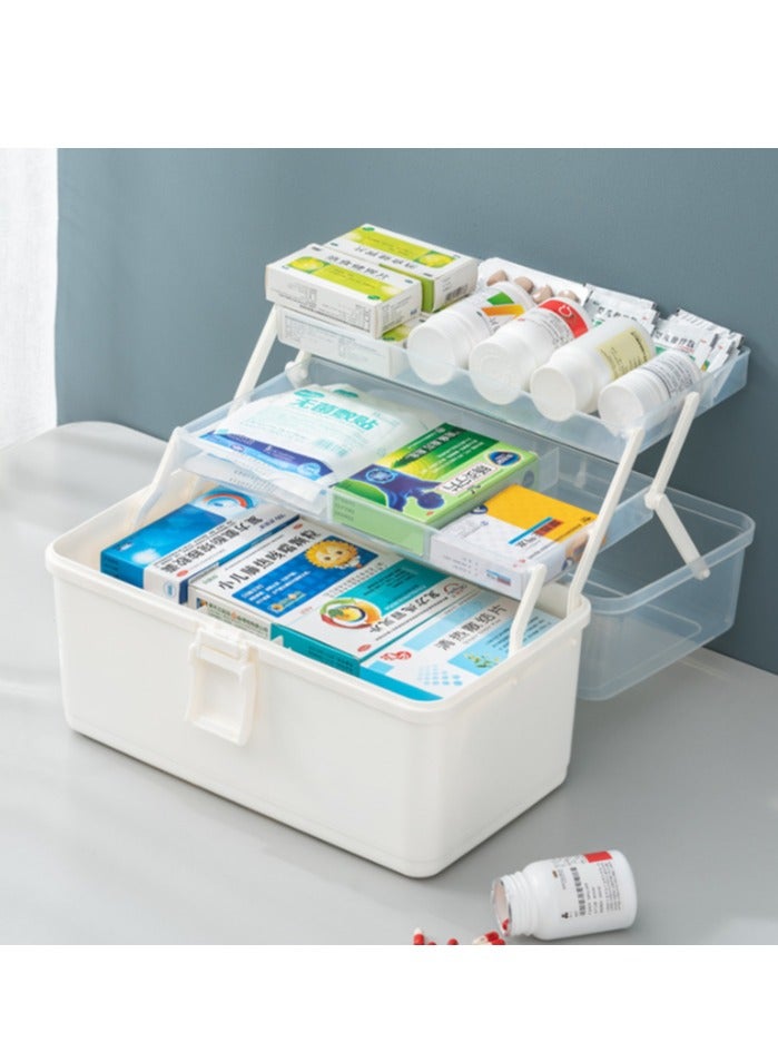 3 Tier Medicine Storage Box Home Medicine Chest  First Aid Kit with Portable Handle and Security Lock  for Home Outdoor Use  - Image 1