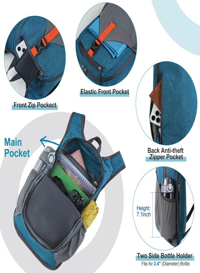 FIORETTO 15L Hiking Backpack for Women Men Mini Packable Backpack Lightweight Small Daypack for Camping Travel Outdoor, Turquoise - Image 4