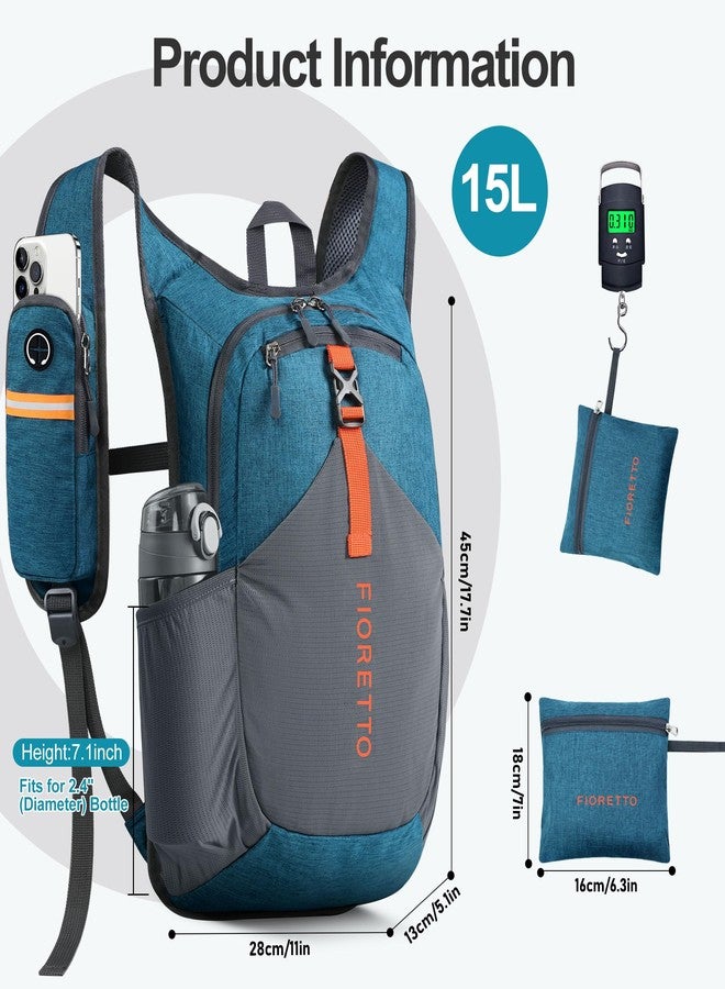 FIORETTO 15L Hiking Backpack for Women Men Mini Packable Backpack Lightweight Small Daypack for Camping Travel Outdoor, Turquoise - Image 5
