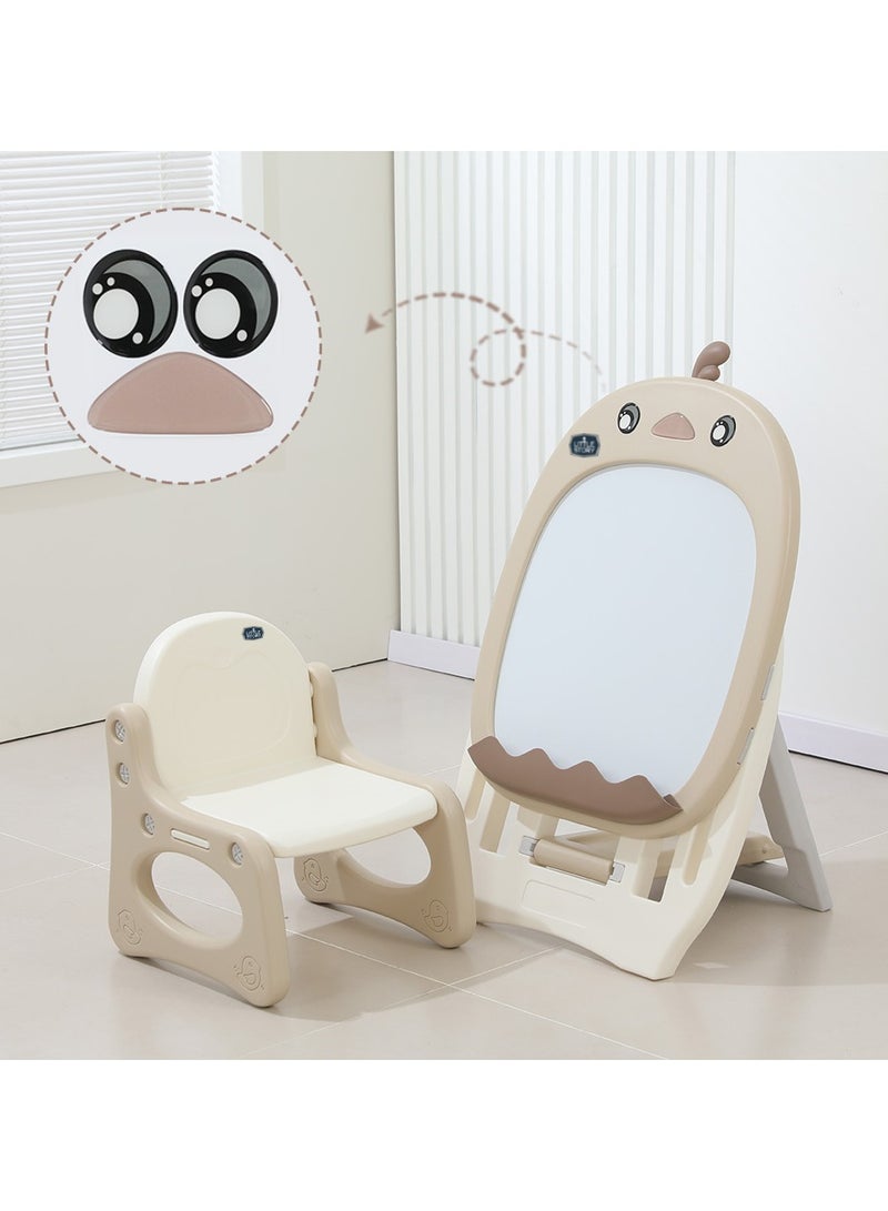 Little Story Drawing Board with Chair, Magnetic Numbers, 5 Color Pen and Eraser- Beige - Image 4