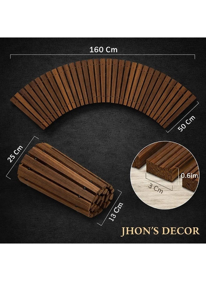 Curved Brown Cedar Wooden Garden Pathway – Roll-Out Outdoor Walkway for Patio, Lawn, and Landscaping - Image 2