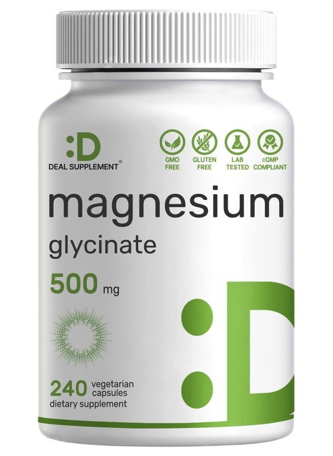 ملحق الصفقة مغنيسيوم جليسينات 500 مجم - 240 كبسولة نباتية - مخلّب بالكامل لامتصاص سريع - لصحة العضلات والنوم والعظام والقلب - لطيف على المعدة - تركيبة نباتية وخالية من الجلوتين - Image 1