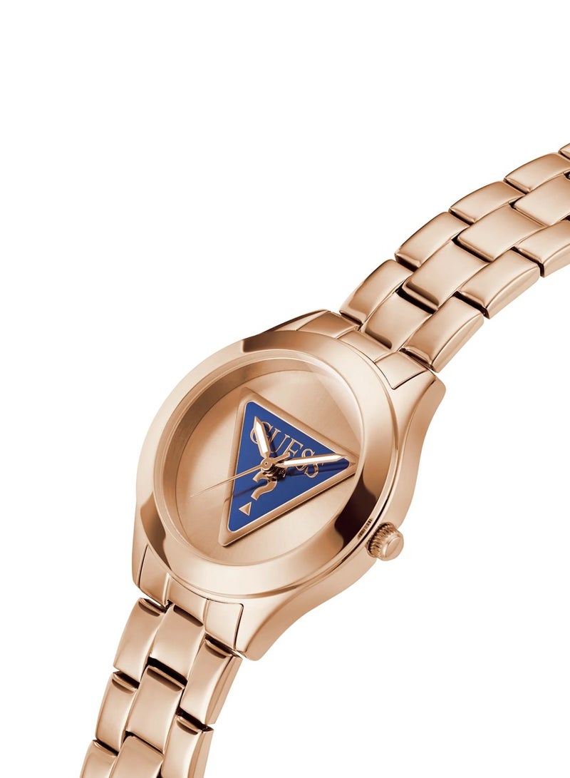 GUESS ساعة يد نسائية من الستانلس ستيل بثلاث لوحات باللون الذهبي الوردي GW0675L3 - Image 2