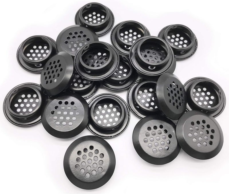 NACX 20Pcs Air Vents 29mm Circular Soffit Vent Stainless Steel Round Vent Mesh Hole Louver for Kitchen Bathroom Cabinet Wardrobe (Black) - Image 1
