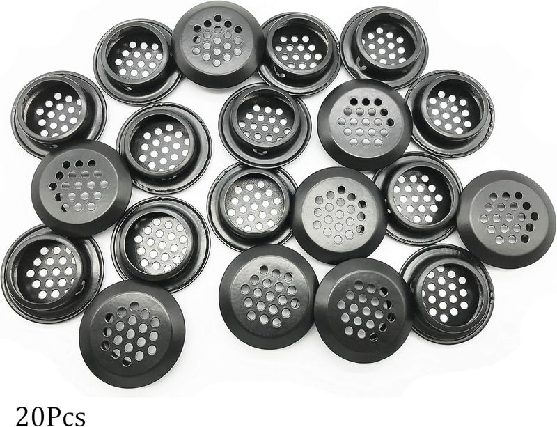 NACX 20Pcs Air Vents 29mm Circular Soffit Vent Stainless Steel Round Vent Mesh Hole Louver for Kitchen Bathroom Cabinet Wardrobe (Black) - Image 3