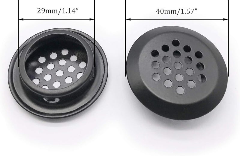 NACX 20Pcs Air Vents 29mm Circular Soffit Vent Stainless Steel Round Vent Mesh Hole Louver for Kitchen Bathroom Cabinet Wardrobe (Black) - Image 2