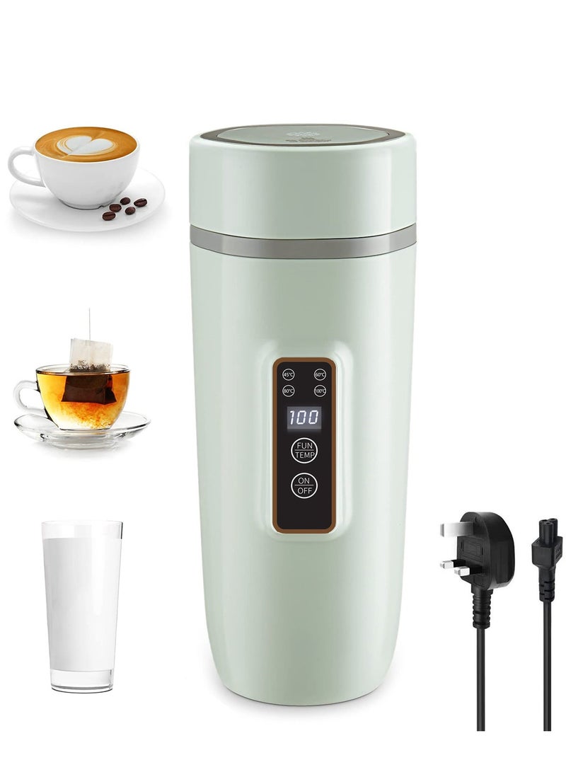 SYOSI Travel Kettle with 4 Preset Temperatures, Fast Boil, Portable Electric Water Boiler, Stainless Steel, Auto Shut-off, Ideal for Milk, Coffee, Tea - 350ml, Green - Image 1