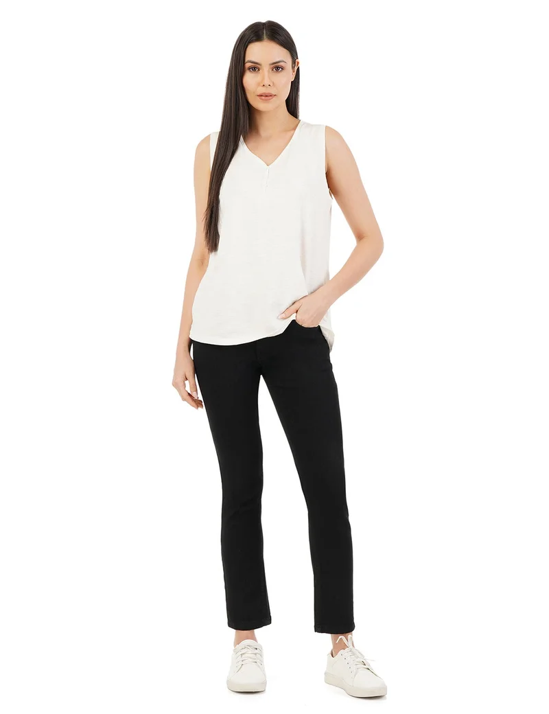 inkd جينز نسائي مستقيم - متوسط الارتفاع | مزيج القطن | قماش قابل للتمدد | تصميم كلاسيك 5 بوكت