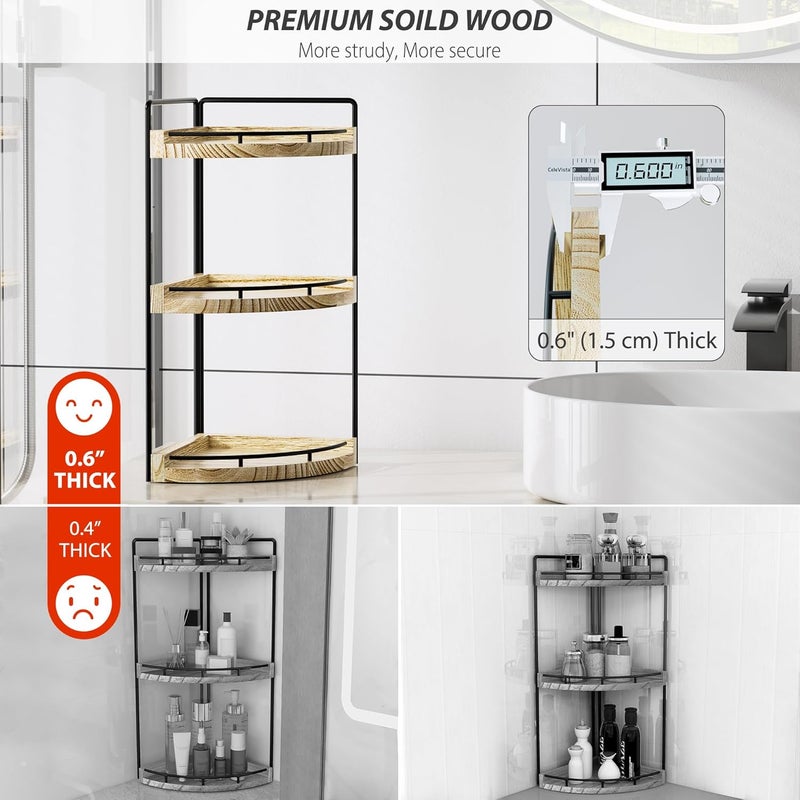 CeleVista Corner Bathroom Counter Organizer, 3 Tier Bathroom Storage Countertop for Skincare, Sink Shelf for Kitchen Decor, Vanity, Dresser, Makeup, Gift(Rustic Brown) - Image 4