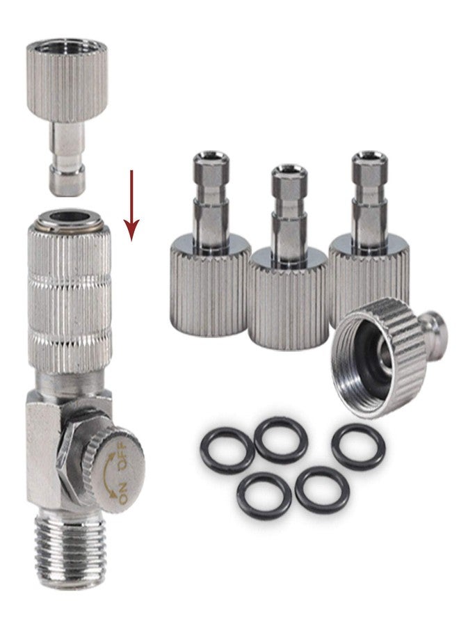 SAGUD Airbrush Quick Release Disconnect Coupler Adapter Kit with Adjustment Valve, Extra 4 Female Fitting & Extra 5 O-Ring Kit, 1/8 Male -1/8 Female Hose Connections - Image 1