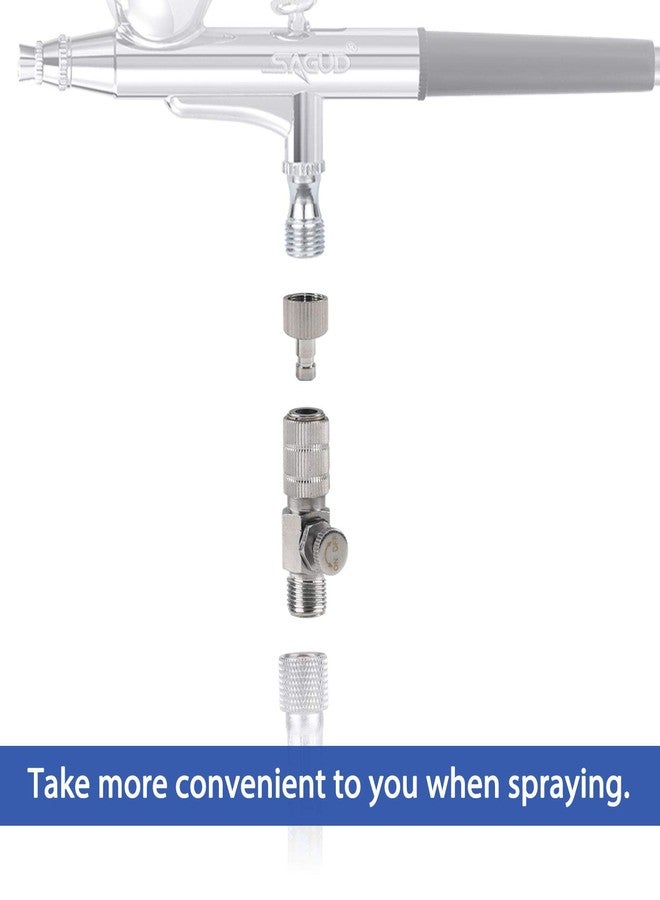 SAGUD Airbrush Quick Release Disconnect Coupler Adapter Kit with Adjustment Valve, Extra 4 Female Fitting & Extra 5 O-Ring Kit, 1/8 Male -1/8 Female Hose Connections - Image 5