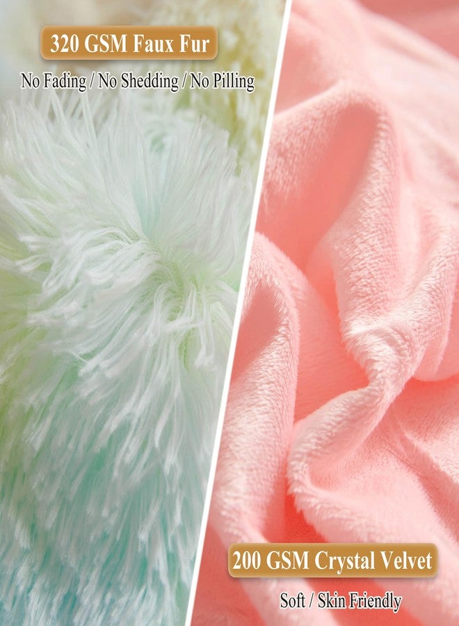 XeGe Rainbow Faux Fur Fluffy Throw Pillow Cases, Plush Shaggy Soft Furry Pillowcases, Tie Dye Velvet Fuzzy Decorative Pillow Covers for Bed Couch Teen Girl Zipper Closure, Set of 2(Standard, Rainbow) - Image 4