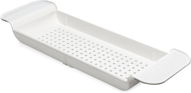 Made Smart Expandable Bath Tray for Bathtubs, Plastic Shower and Bath shelf caddy, white, Multifunctional bathtub bathroom organizer, Premiumwhite - Image 3