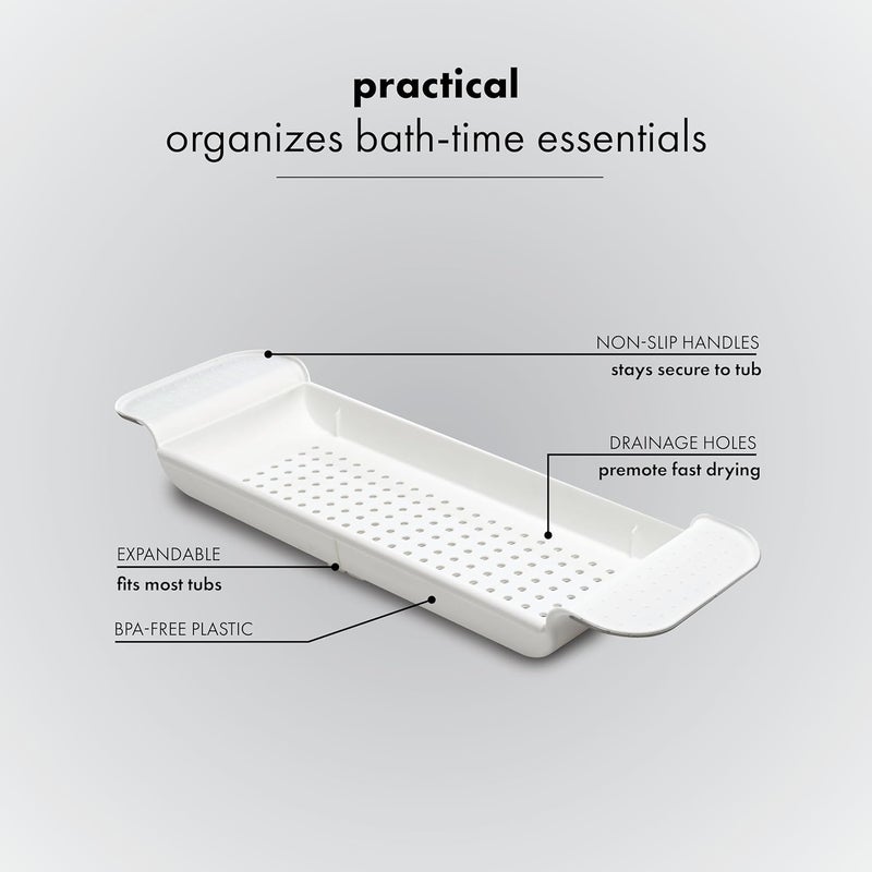 Made Smart Expandable Bath Tray for Bathtubs, Plastic Shower and Bath shelf caddy, white, Multifunctional bathtub bathroom organizer, Premiumwhite - Image 4