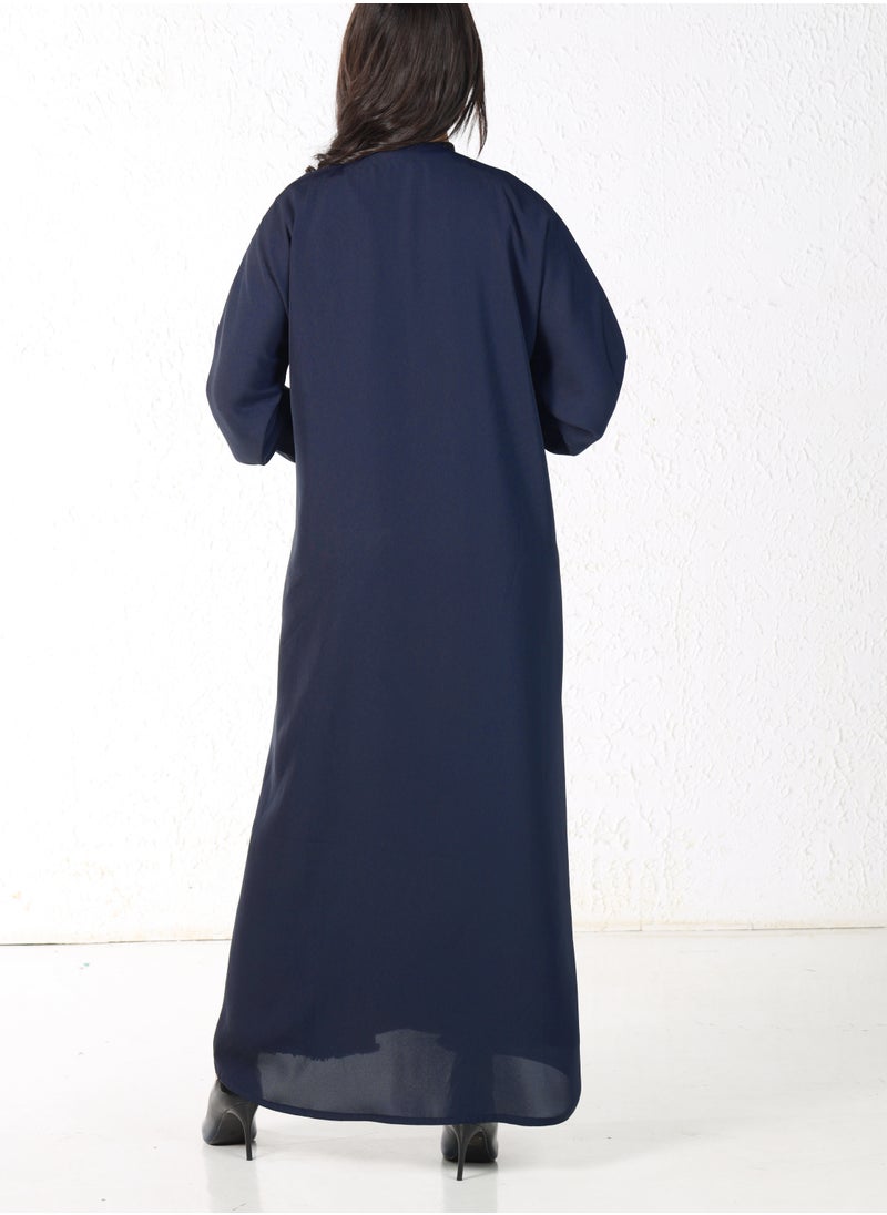 Navy colored abaya with white threads on the sleeves and collar - pzsku/ZC935C15A1E3CFCE4F931Z/45/_/1709372070/5f1f0a5d-1aac-4d32-8f96-69cfeb617dbd