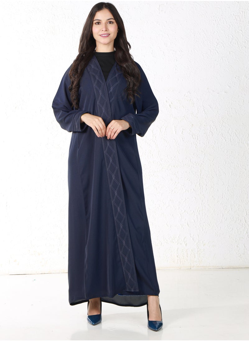 Navy colored abaya with white threads on the sleeves and collar - pzsku/ZC935C15A1E3CFCE4F931Z/45/_/1709372070/cf2e3c7b-6a06-49e7-b880-973b8af1861a