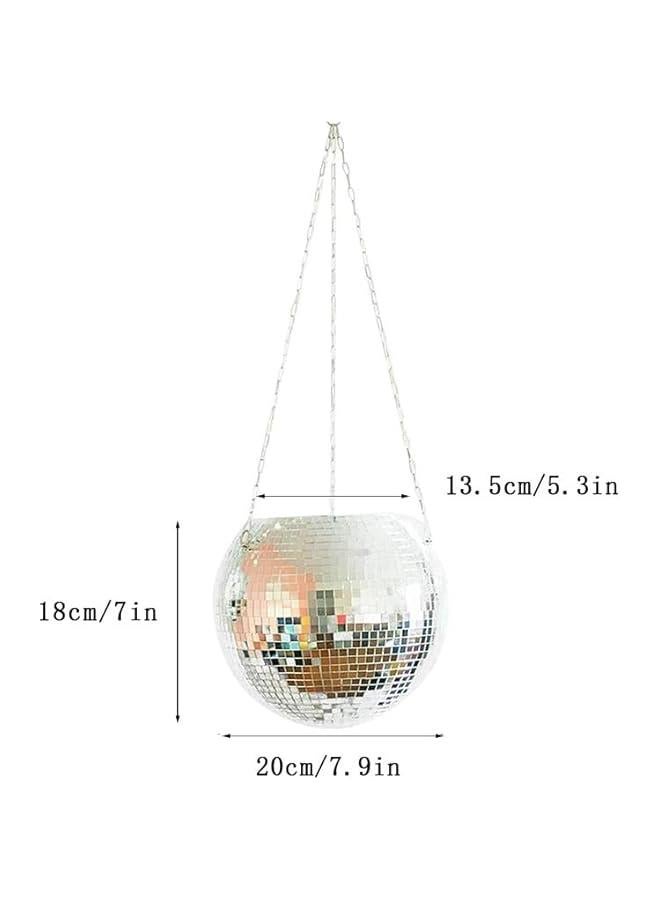 HOOKOR Disco Ball Planter – Disco Ball Plant Hanger, Mirror Disco Glitter Planter with Chain and Macrame Rope, Boho Hanging Planter | Disco Ball Decor (Gold)  - Image 3