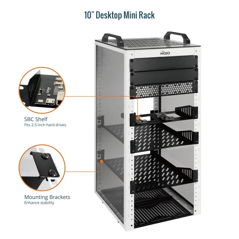 Tecmojo 12U Network Rack, 10 inch Mini Server Rack with 2 Side Translucent Panels & 2 Top Handles, 10.23 inch Deep, for 10 inch IT Equipment & A/V Devices, White - Image 4