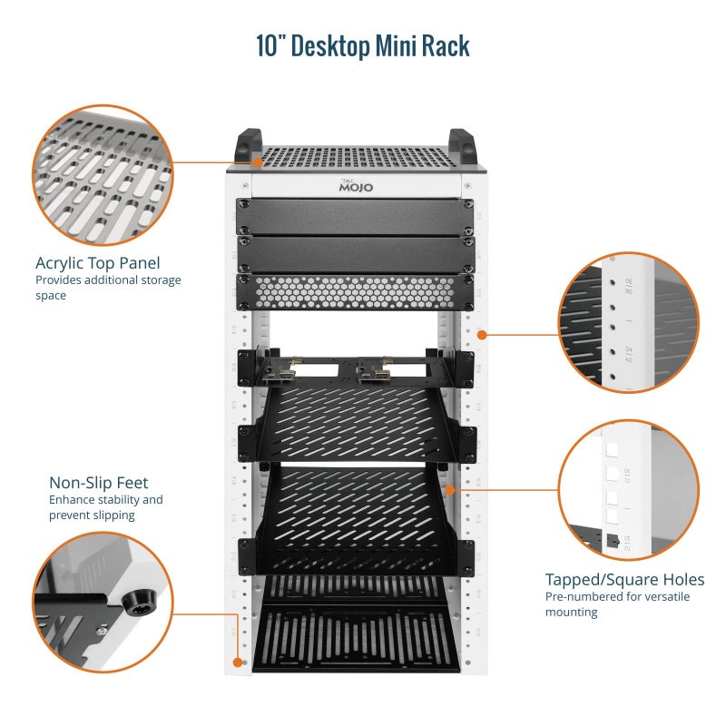 Tecmojo 12U Network Rack, 10 inch Mini Server Rack with 2 Side Translucent Panels & 2 Top Handles, 10.23 inch Deep, for 10 inch IT Equipment & A/V Devices, White - Image 3
