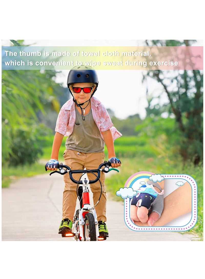 KASTWAVE Kids Bike Gloves Sport Gloves, Kids Unicorn Half Finger Gloves, Kids Boys Girls Cycling Gloves, Kids Fishing Gloves for Cycling Camping Fishing Outdoor Sports(Small)2 Pairs  - Image 5