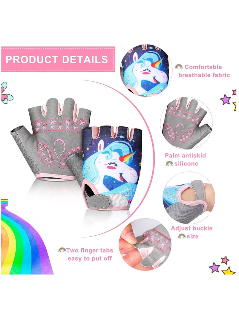 KASTWAVE Kids Bike Gloves Sport Gloves, Kids Unicorn Half Finger Gloves, Kids Boys Girls Cycling Gloves, Kids Fishing Gloves for Cycling Camping Fishing Outdoor Sports(Small)2 Pairs  - Image 3