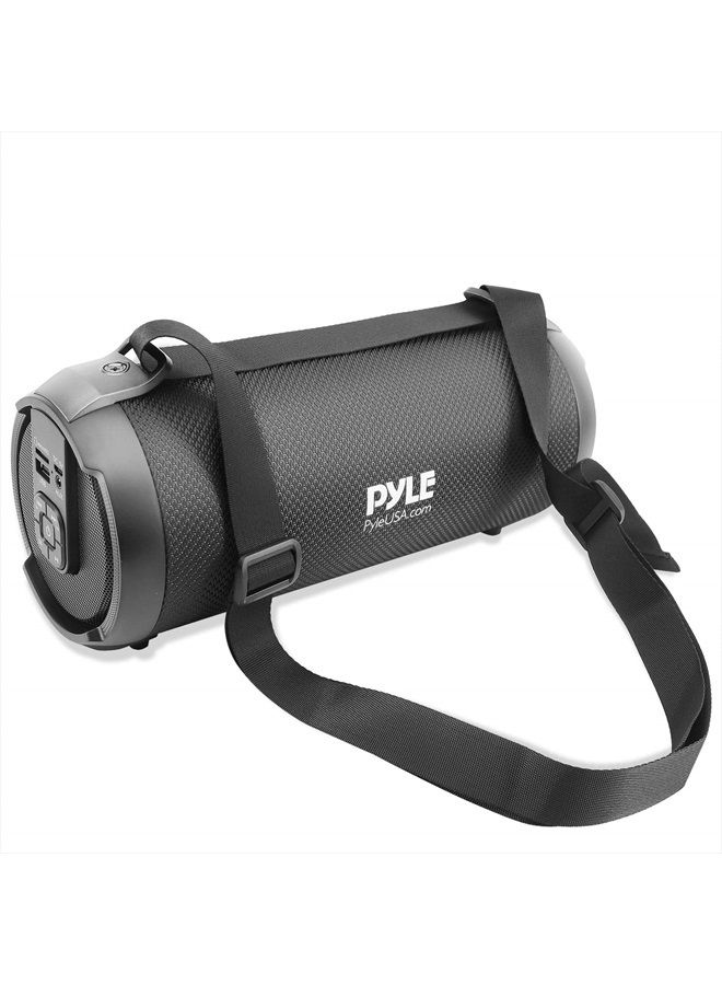Pyle Wireless Portable Bluetooth Boombox Speaker - 17 Watt Rechargeable Boom Box Speaker Portable Music Barrel Loud Stereo System with AUX Input, MP3/USB/SD Port, Fm Radio, 3" Tweeter PBMSPG2BK - Image 1