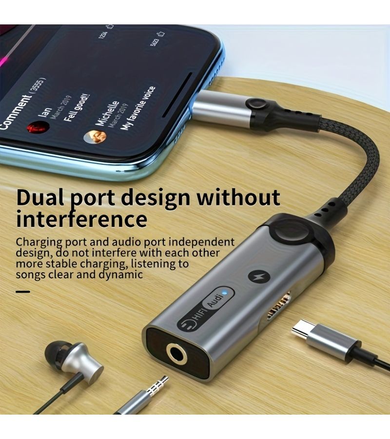 Orange Type C to 3.5mm Adapter DAC Chip PD 60W Fast Charging Lossless Audio - Image 5