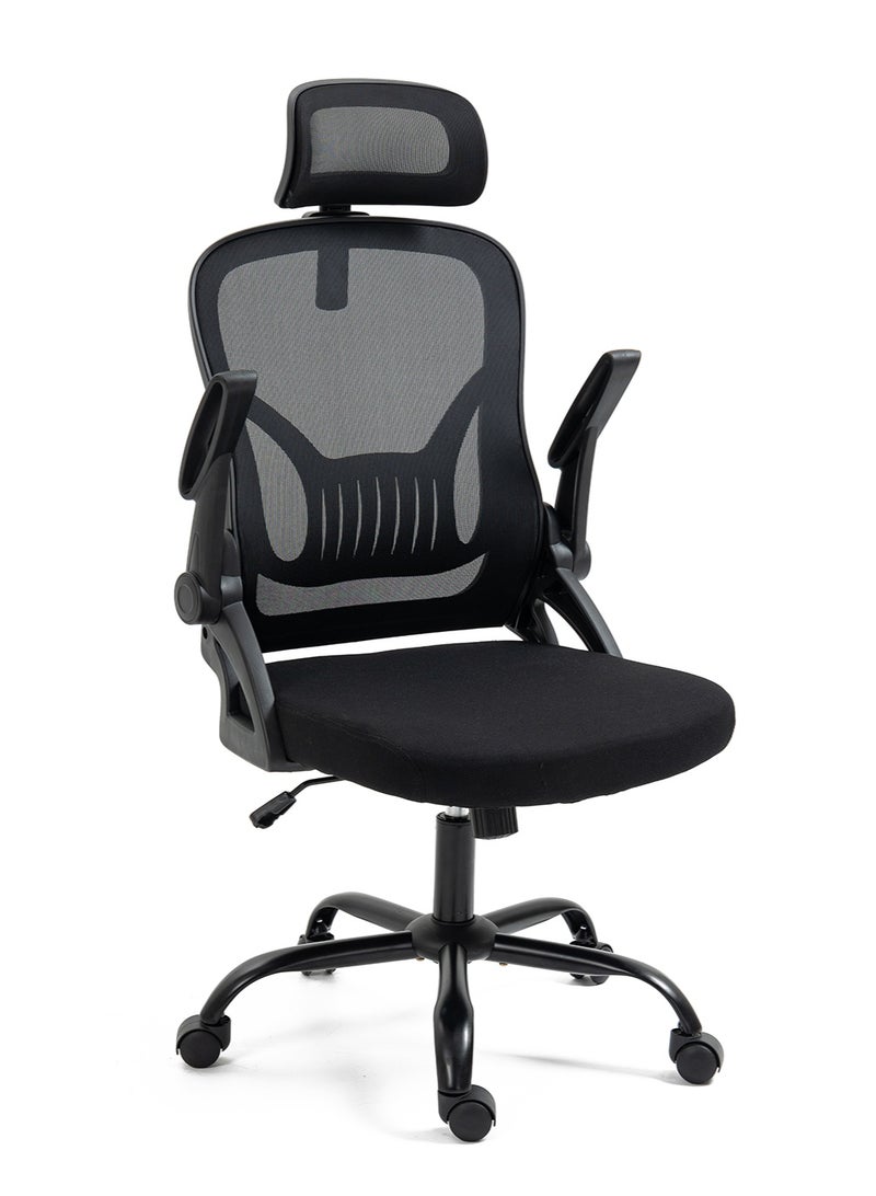 AnneFish Office Desk and Chair Set Ergonomic Mesh Office Chair& 100*50cm Office PC Table Comfortable High-back Executive Swivel Office Chair with Adjustable Lumbar Support & Multifunctional Computer Desk With Storage Rack and Drawers - Image 3